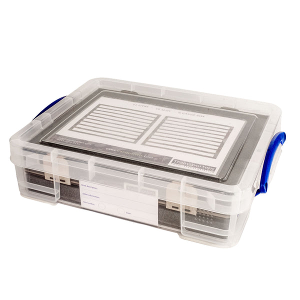 N-Gauge 11 Litre box with up to 18 slots for Locomotives, Coaches, wagons, full height stock, split foam design