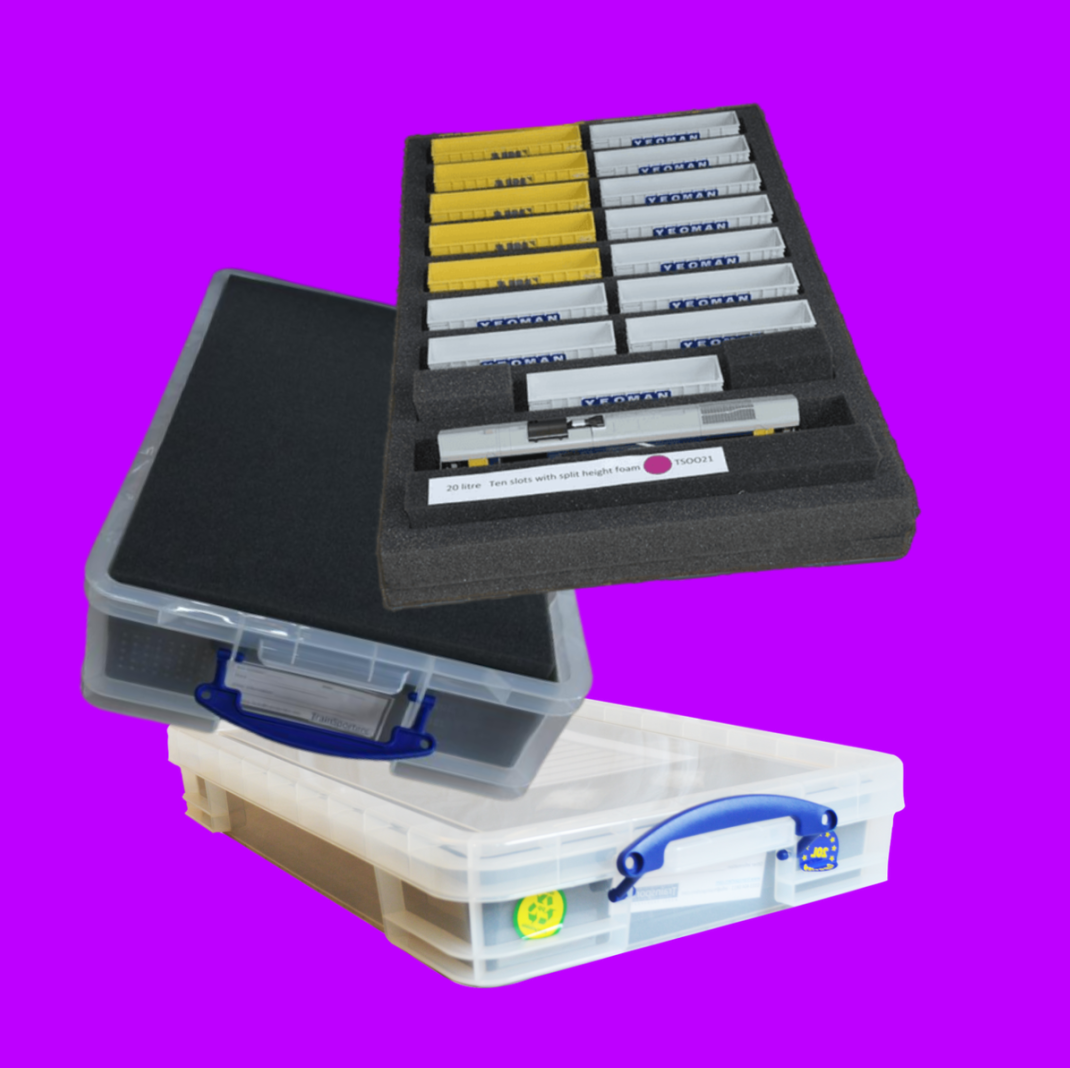 OO Gauge 20 Litre box with up to 10 slots for Locomotives, coaches, wa ...